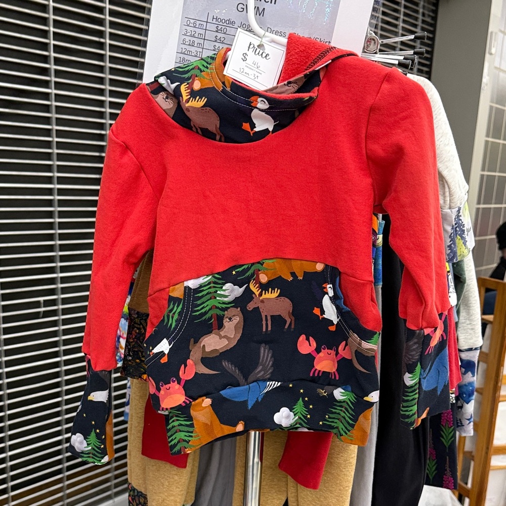 Vibrant Red Animal Adventure Hoodie